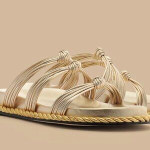 Gold knot slide sandal